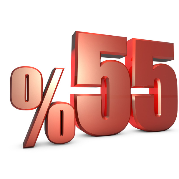 Yüzde 55 Metalik Kırmızı Yüzdelik Sayılar - 写真・画像