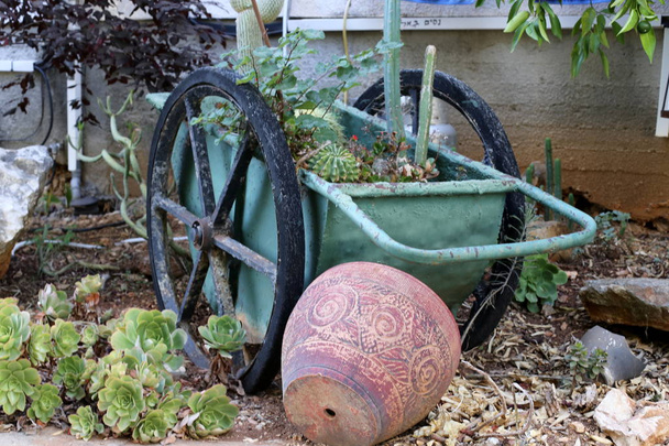 παλιά γεωργικά μηχανήματα βρίσκονται σε ένα μουσείο στο βόρειο Ισραήλ  - Φωτογραφία, εικόνα