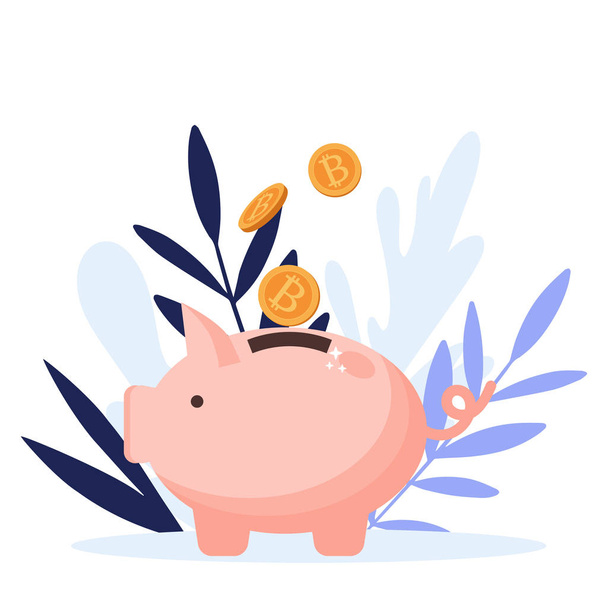 Piggy bank, saving money concept.Flat vector illustration isolated on white background. Can use for web banner, infographics, web page - Vector, Image