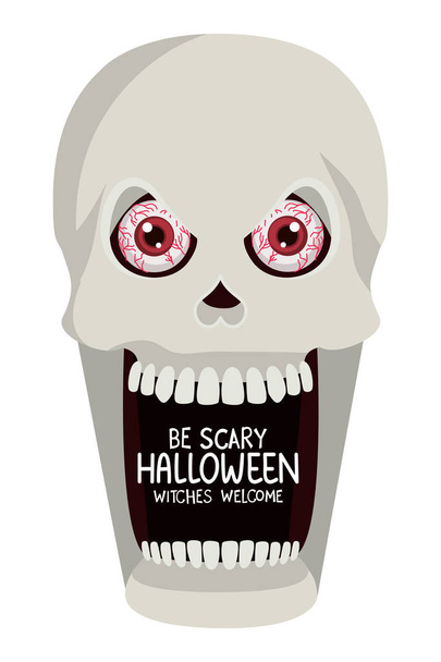 skull head halloween isolated icon - Vector, Image