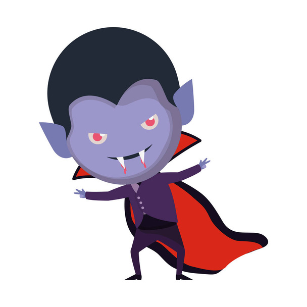 schattige kleine jongen met Dracula kostuum - Vector, afbeelding