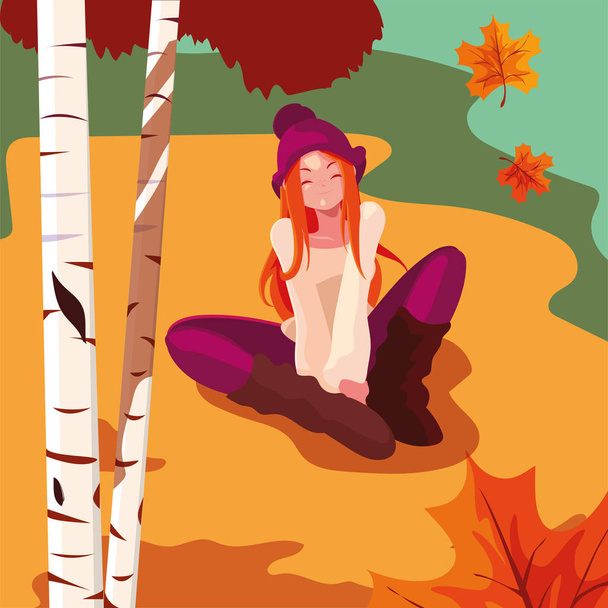 Woman in autumn vector design - Vector, Image