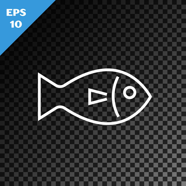 weiße Linie Fisch-Symbol isoliert auf transparentem dunklen Hintergrund. Vektorillustration - Vektor, Bild