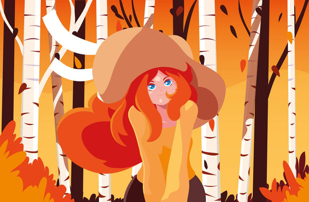 Woman in autumn vector design - Vector, Image