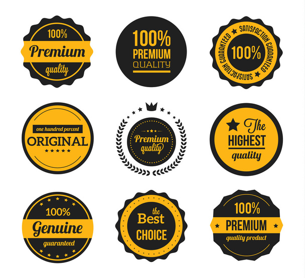 Vector Retro Vintage Badges and Labels Yellow - Vetor, Imagem