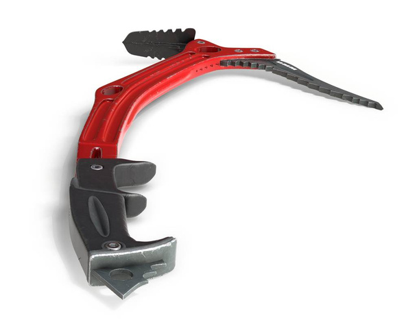 3D рендеринг альпинистского оборудования - ледоруб красного цвета, изолированный на белом
. - Фото, изображение