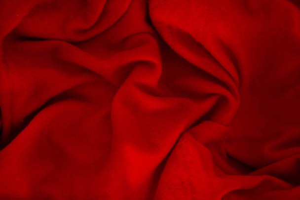 background crumpled red Christmas cloth - 写真・画像