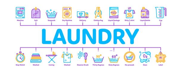 Laundry Service Minimal Infographic Banner Vector - Vector, Image