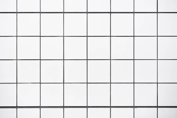 White wall tiles square pattern minimal background texture - Photo, Image