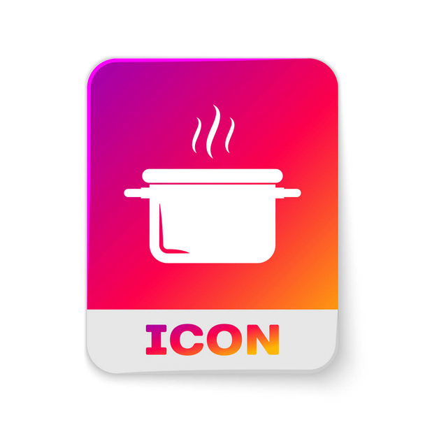 Icono de olla de cocina blanca aislado sobre fondo blanco. Hervir o guisar el símbolo de la comida. Botón de color rectángulo. Ilustración vectorial
 - Vector, Imagen
