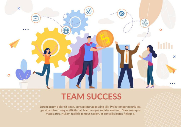 Team Success Motivation Lettering on Flat Poster - Vektör, Görsel