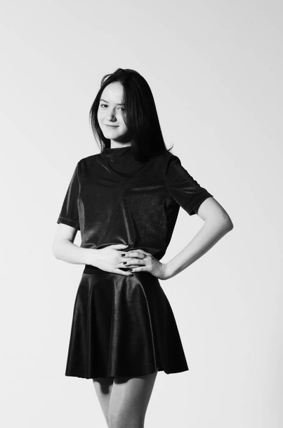 beautiful woman posing in Studio. Studio black and white photography - Fotó, kép