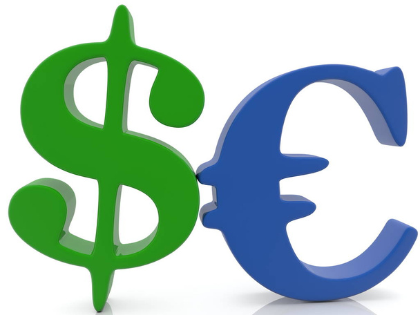 Доллар и евро вместе обозначены на белом
 - Фото, изображение