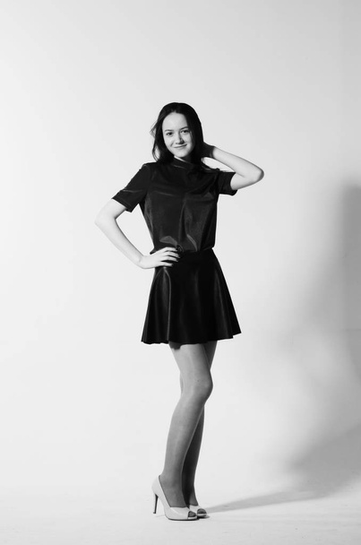 beautiful woman posing in Studio. Studio black and white photography - Фото, зображення
