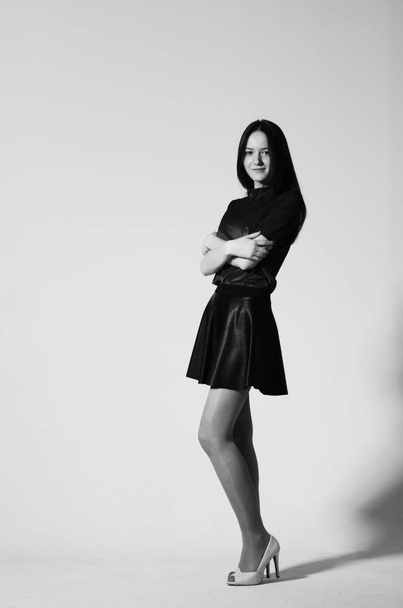 beautiful woman posing in Studio. Studio black and white photography - Photo, Image