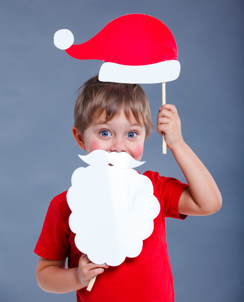 Little boy in Santa hat. - Φωτογραφία, εικόνα