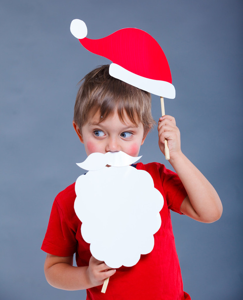 Little boy in Santa hat. - Fotoğraf, Görsel