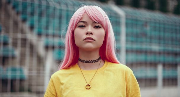 Young attractive female with pink hair - Foto, Imagem