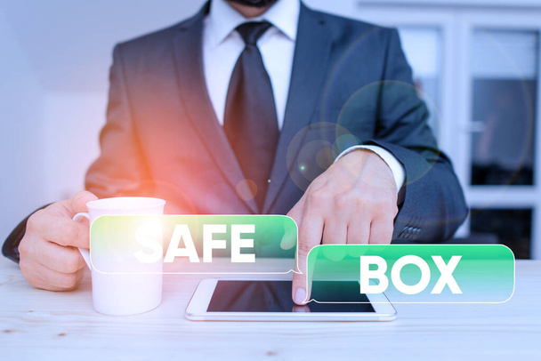 Word writing text Safe Box. Business concept for A small structure where you can keep important or valuable things. - Photo, Image