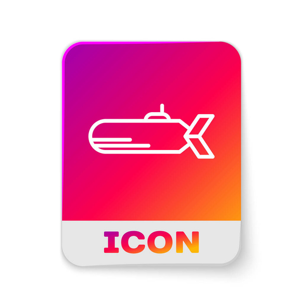 White Submarine icon isolated on white background. Military ship. Rectangle color button. Vector Illustration - Vektor, obrázek