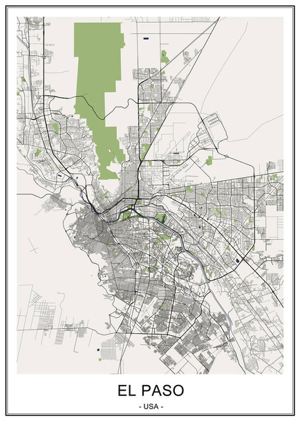 Χάρτης της πόλης Ελ Πάσο, Τέξας, Ηνωμένες Πολιτείες - Διάνυσμα, εικόνα