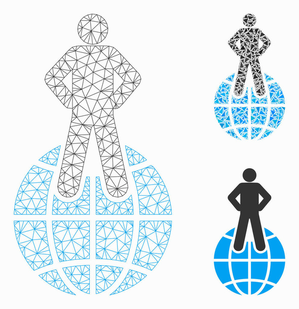 Modelo de canal de malla vectorial comandante mundial y icono del mosaico del triángulo
 - Vector, Imagen