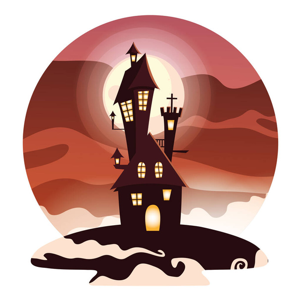 Isolated halloween castle vector design icon - Вектор,изображение
