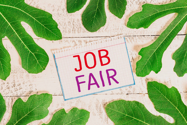Text sign showing Job Fair. Conceptual photo An event where a demonstrating can apply for a job in multiple companies. - Photo, Image