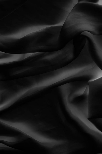 ラグジュアリーブラックソフトシルクフラットレイ背景テクスチャ、ホリデーグラモ - 写真・画像