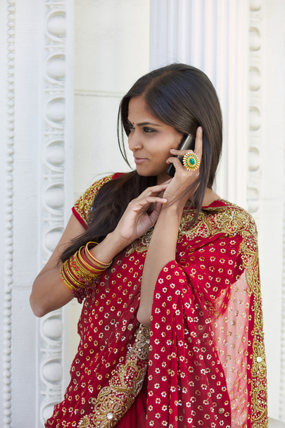 Indian Woman Talks on Cell Phone - Photo, Image