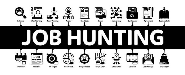 Job Hunting Minimal Infográfico Banner Vector
 - Vetor, Imagem