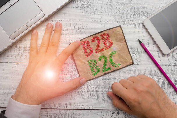 Testi scritti a mano B2B B2C. Concetto significa due tipi per l'invio di e-mail ad altri account di Outlook
. - Foto, immagini