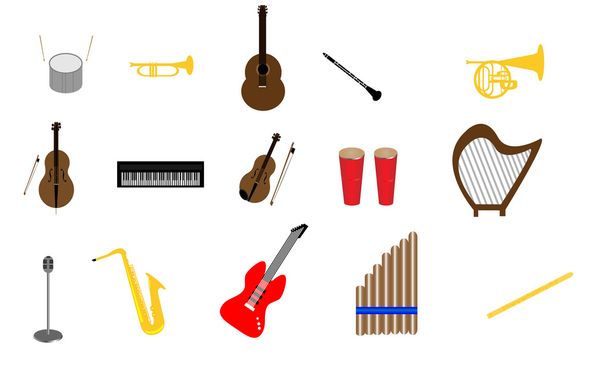 bohatá sbírka hudebních nástrojů - Vektor, obrázek