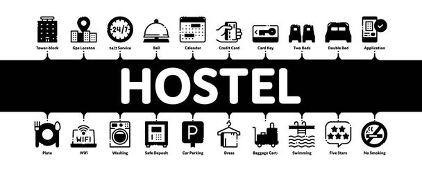Hostel Minimal Infográfico Banner Vector
 - Vetor, Imagem