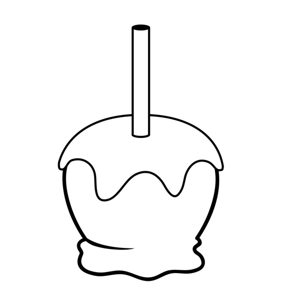 appel met karamel zoete icoon - Vector, afbeelding