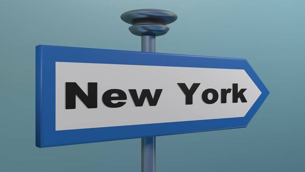 Une flèche bleue indiquant le chemin de New York - Illustration de rendu 3D
 - Photo, image