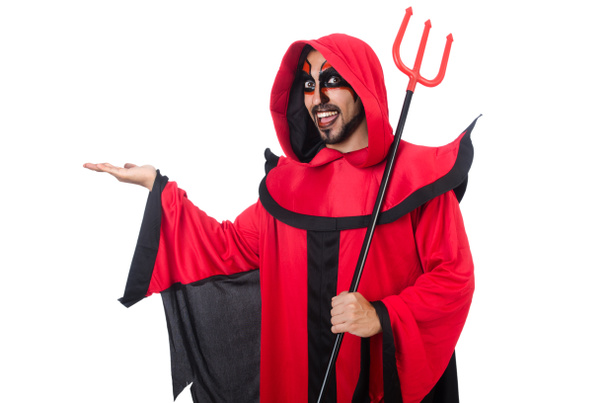赤い衣装の男の悪魔 - 写真・画像