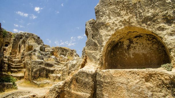 Αεροφωτογραφία του Pirin Ruins. Perre antik Kenti, μια μικρή πόλη της Commagene Βασίλειο αργότερα ένα σημαντικό τοπικό κέντρο της Ρωμαϊκής Αυτοκρατορίας. Μικρή πόλη και νεκρόπολη. 07 / 03 / 2019. Αντιγιαμάν. Τουρκία - Φωτογραφία, εικόνα