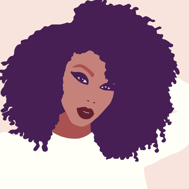 Mujer afroamericana con ilustración de cabello afro
 - Foto, Imagen
