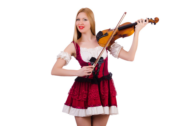 女の子の演奏ヴァイオリン - 写真・画像