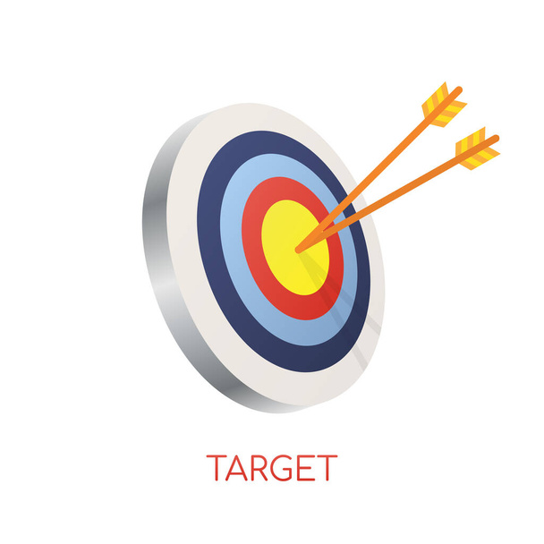 Obiettivo con una freccia piatto icona concetto obiettivo di mercato immagine vettoriale. Concetto di mercato target
. - Vettoriali, immagini