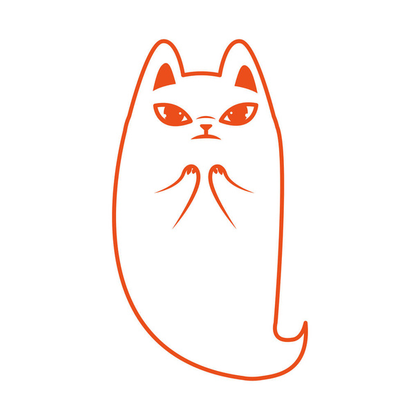 mascota gato de Halloween con traje de fantasma
 - Vector, Imagen