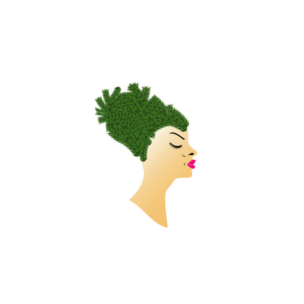 Волосы с зелеными травами
 - Вектор,изображение