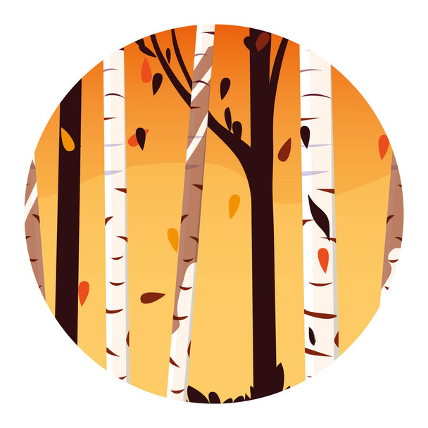 Иконка векторного дизайна осенних деревьев
 - Вектор,изображение