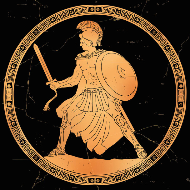 Antiguo guerrero griego
. - Vector, imagen