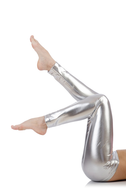Woman legs with silver stockings - Photo, Image