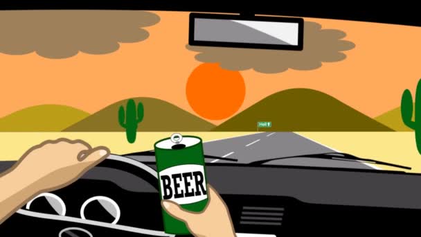 Alkollü araç kullanmanın tehlikeleri hakkında uyaran animasyon kazaya ve ölüme neden olabilir. - Video, Çekim