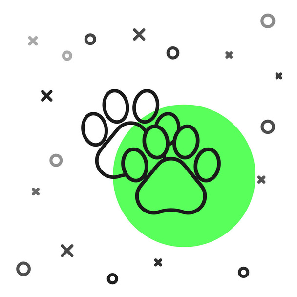 Піктограма друку на чорній лінії Paw ізольована на білому тлі. Собака або котяча лапа друкують. Тваринний трек. Векторна ілюстрація
 - Вектор, зображення