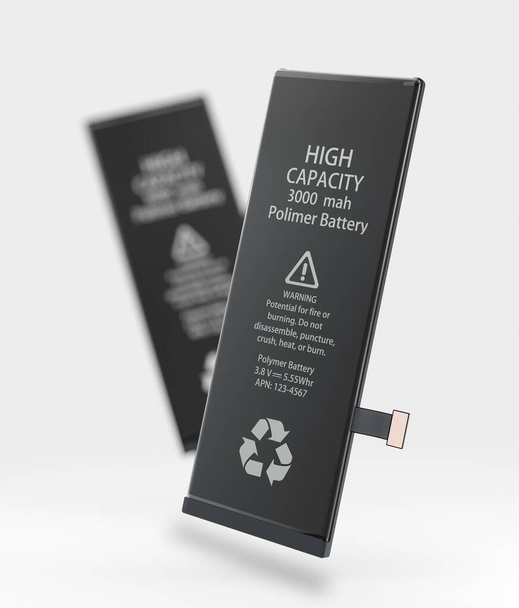 Ilustración 3d de la batería del teléfono celular recargable. sobre fondo borroso
 - Foto, imagen