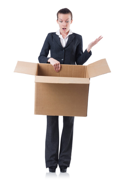 Businesswoman with box - Photo, Image